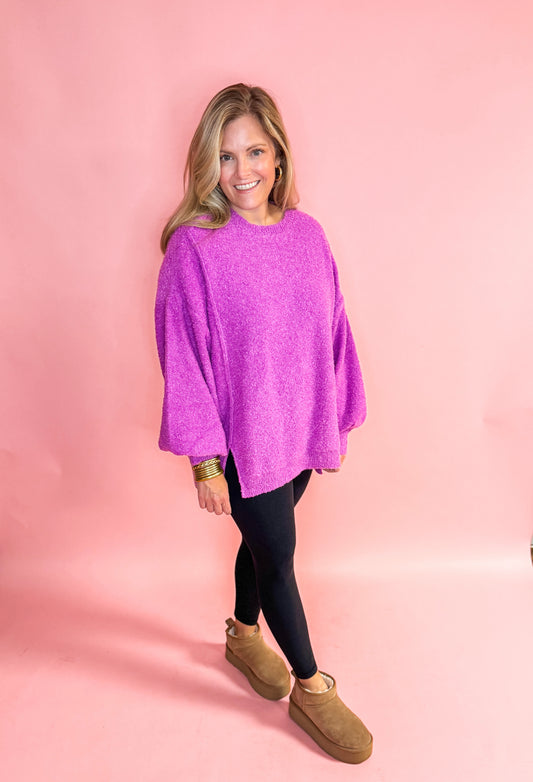 Berry Loose Fit Pullover Sweater